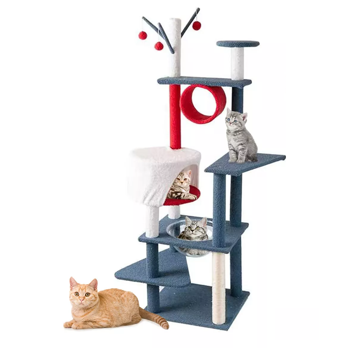 Torre Árbol Rascador con Casa Varios Niveles Eo Safe Imports Esi-14139 Multicolor para Gato