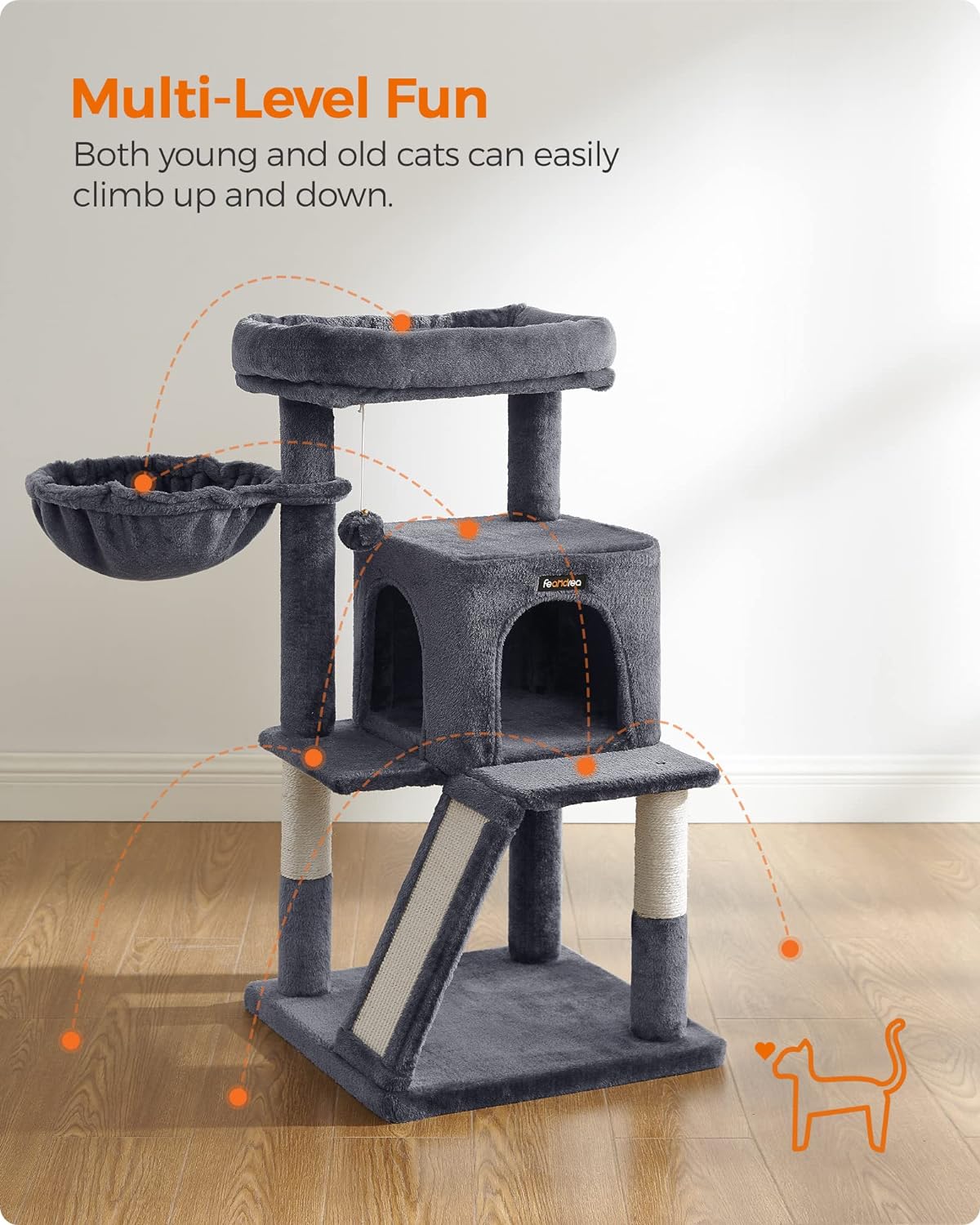 Foto 4 pulgar | Cat Tree Feandrea Varios Niveles para Gatos Grandes Gris