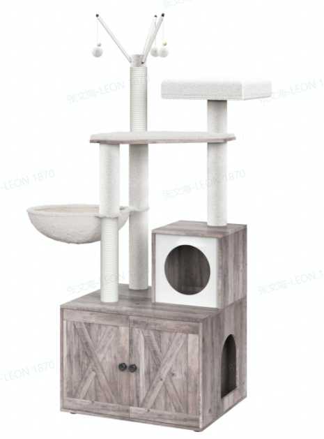 Cat Tree Feandrea Modern Con Arenero Oculto, Gris