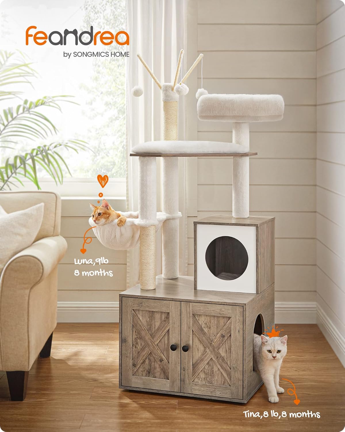 Foto 5 | Cat Tree Feandrea Modern Con Arenero Oculto, Gris