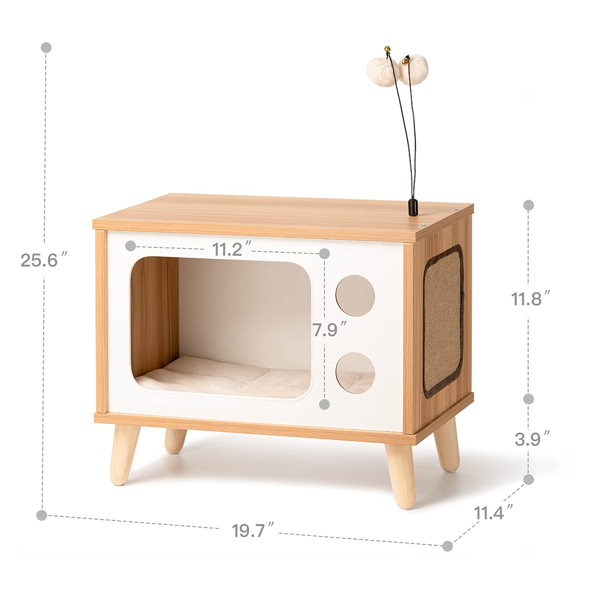 Foto 8 pulgar | Cama Para Gatos Cat House, Condominio De Madera, Interior, Con Forma De Tv, Robusta, Grande - Venta Internacional.