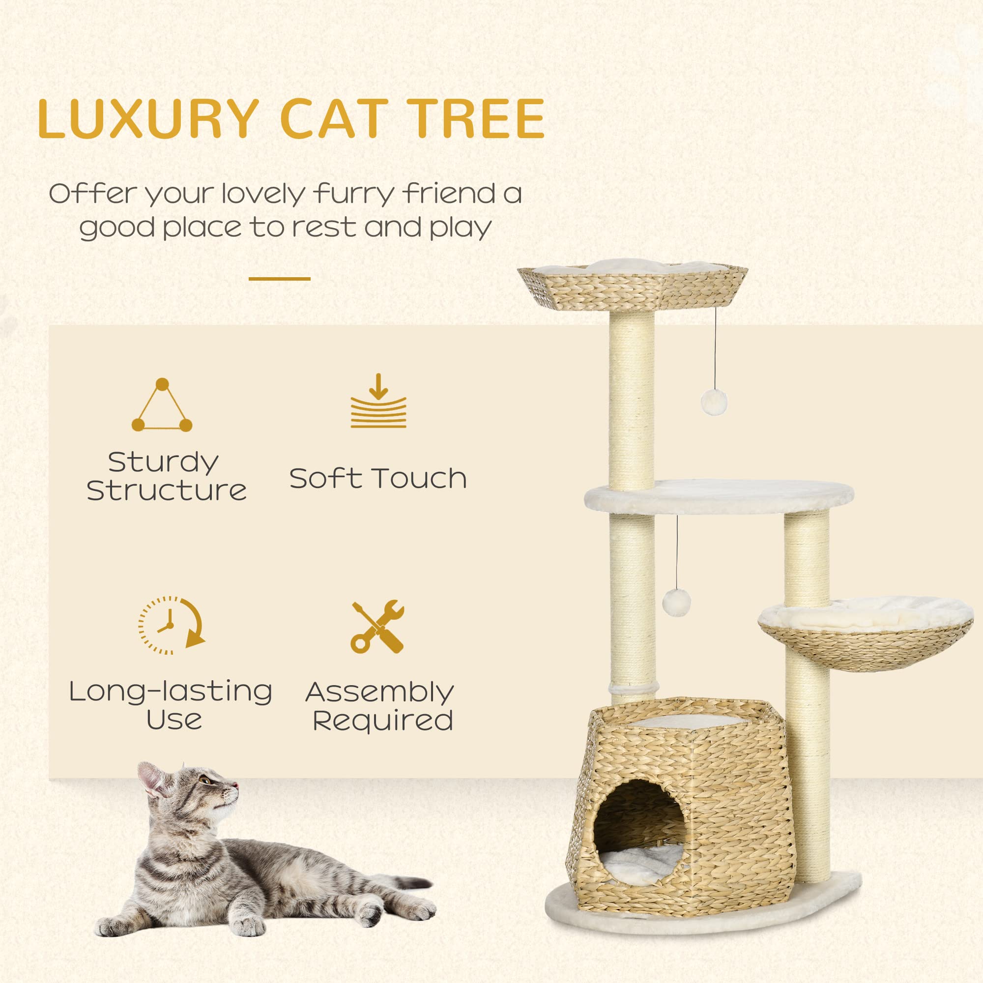 Foto 5 pulgar | Centro De Actividades Cat Tree Pawhut 47 Kitty Para Gatos De Menos De 10 Libras - Venta Internacional.