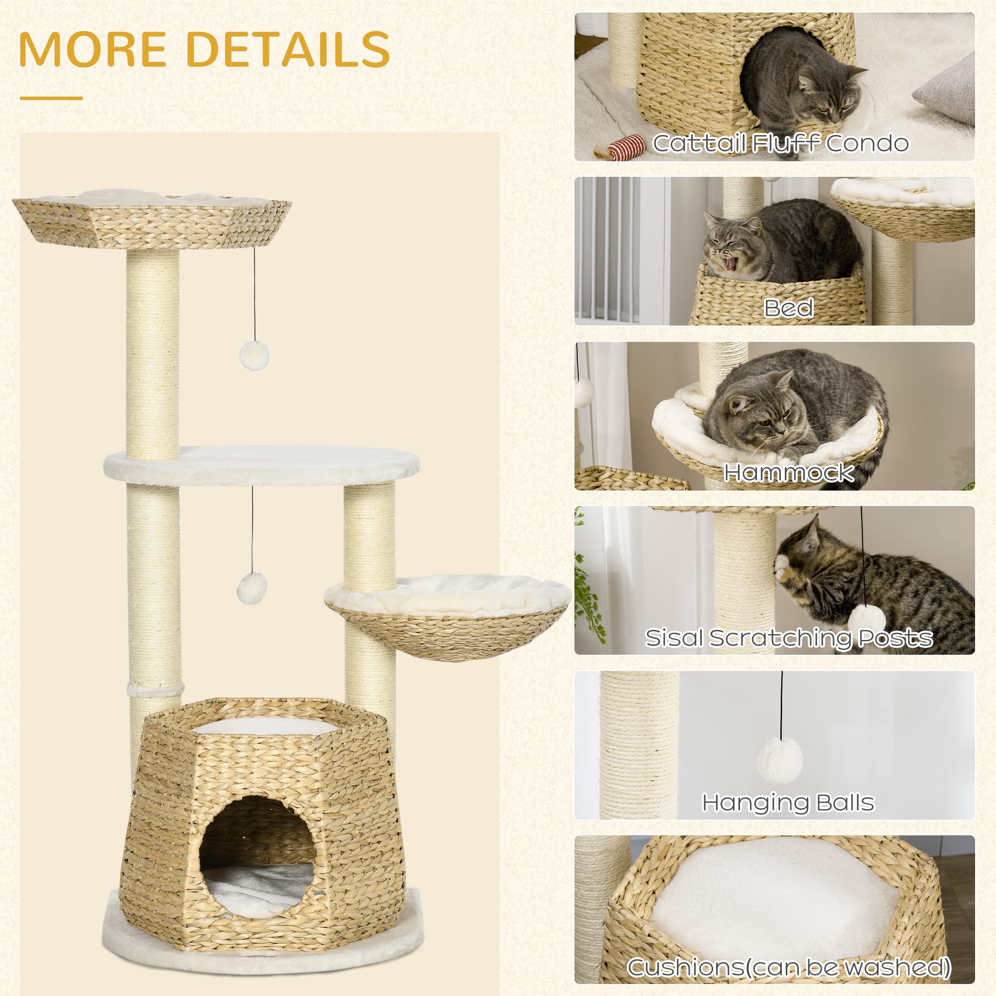 Foto 6 pulgar | Centro De Actividades Cat Tree Pawhut 47 Kitty Para Gatos De Menos De 10 Libras - Venta Internacional.