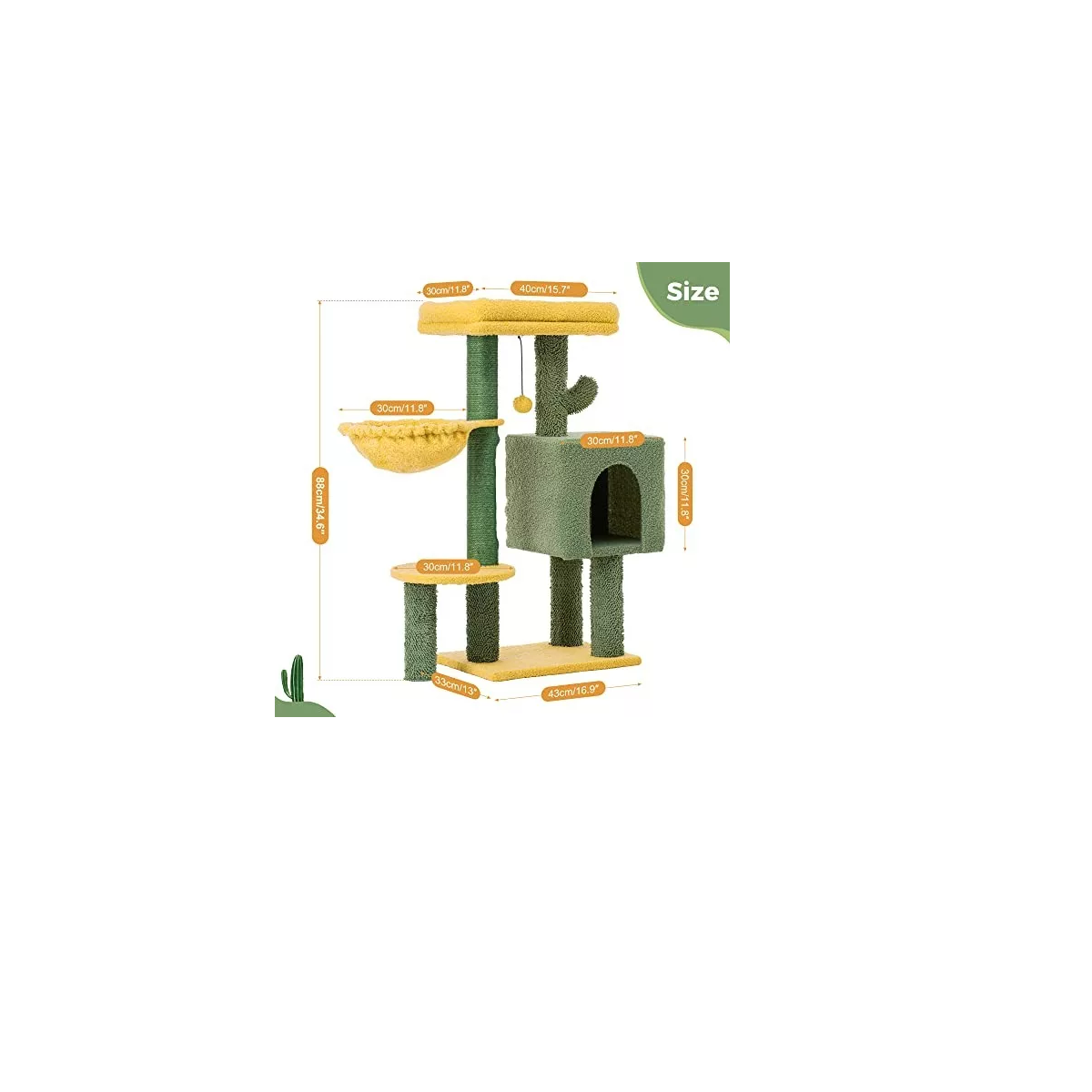 Foto 2 | Árbol Rascador Con Casa Para Gatos Casa Varios Niveles Eo Safe Imports Esi-15106 Multicolor