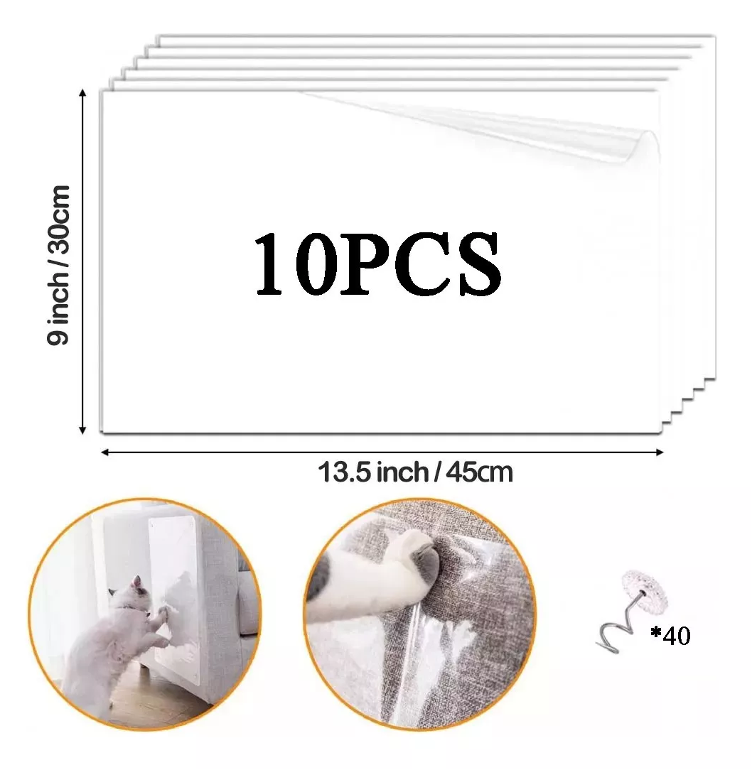 Foto 5 pulgar | Protector Antirrasguños De Gato Para Muebles, 10 Piezas Transparente