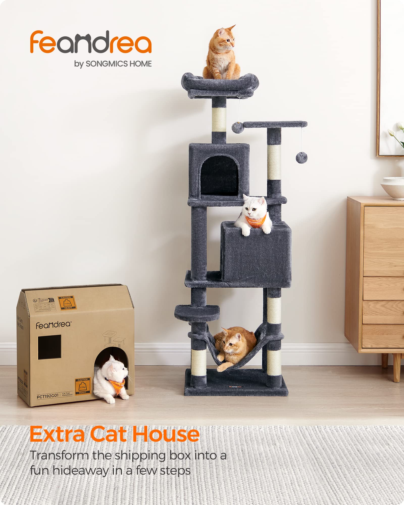 Foto 3 pulgar | Torre Para Gatos Cat Tree Feandrea Para Gatos De Interior Con Rascador