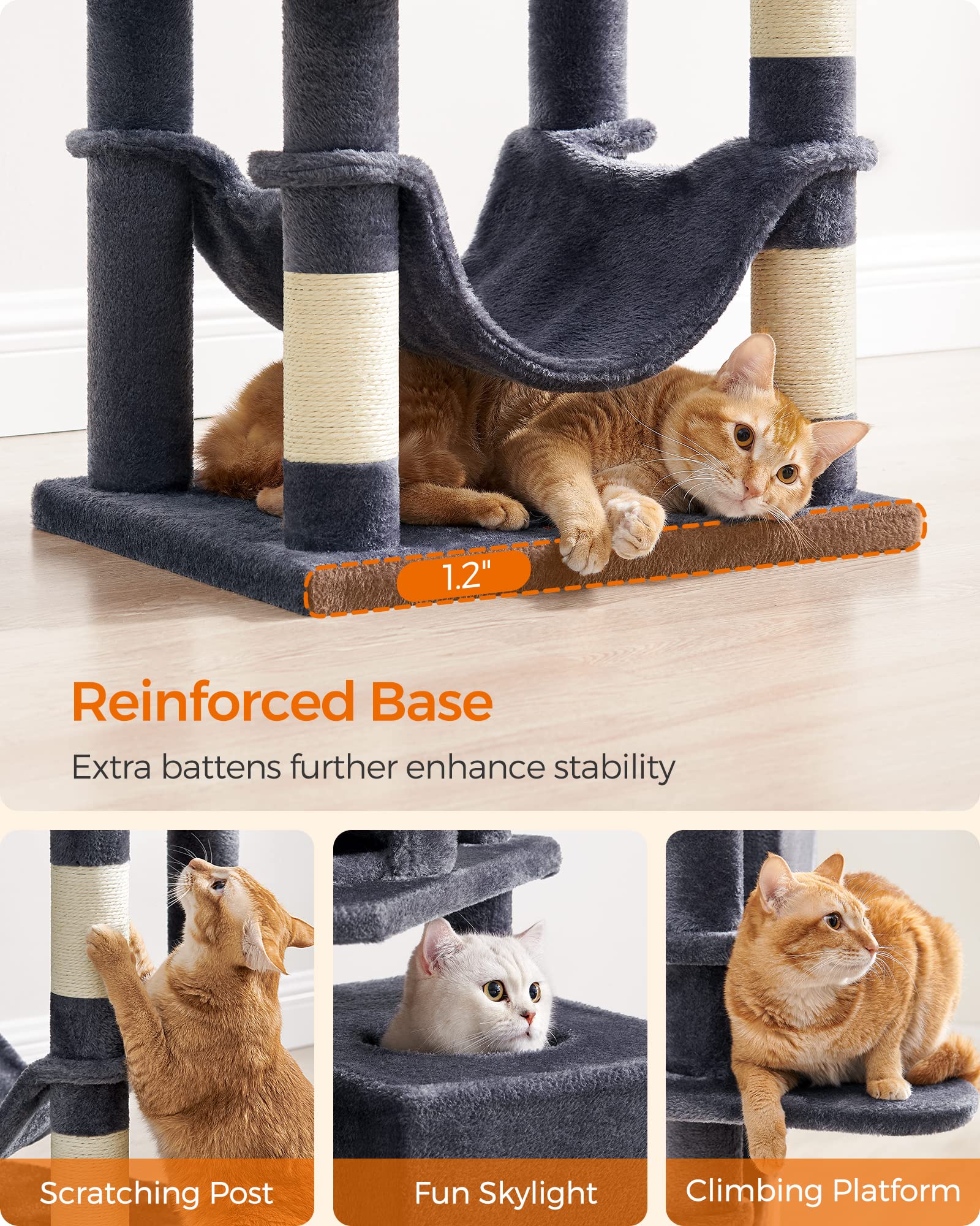 Foto 8 pulgar | Torre Para Gatos Cat Tree Feandrea Para Gatos De Interior Con Rascador
