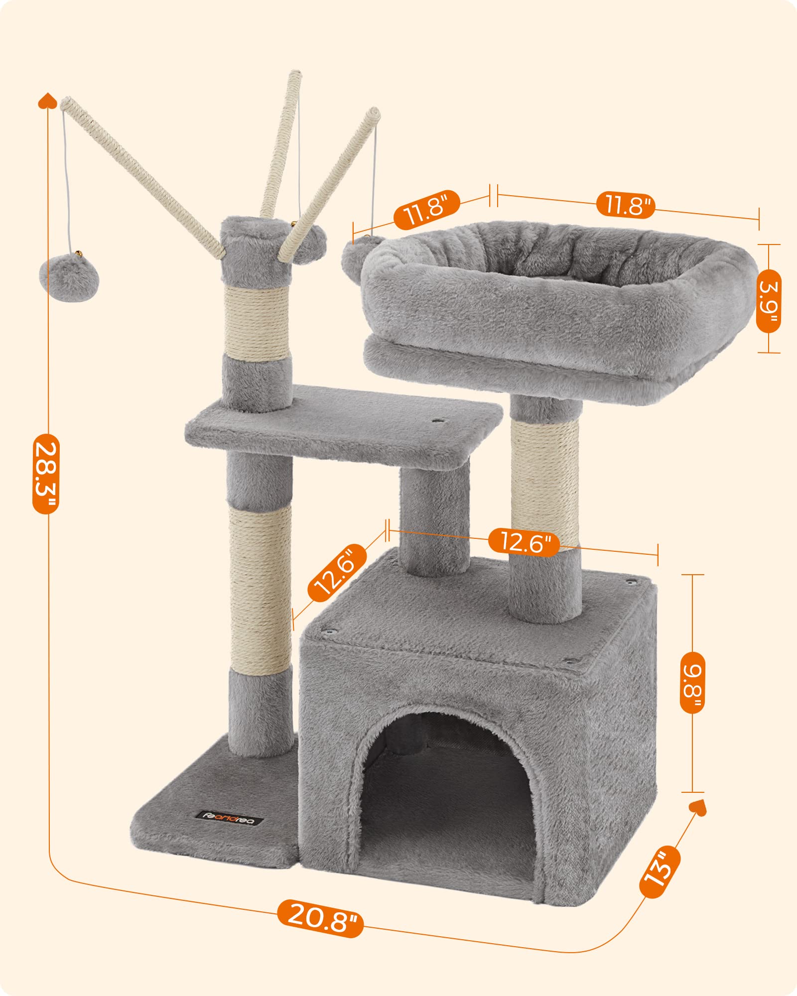 Foto 7 pulgar | Cat Tree Feandrea de Songmics Home Small Cat Tower Gris