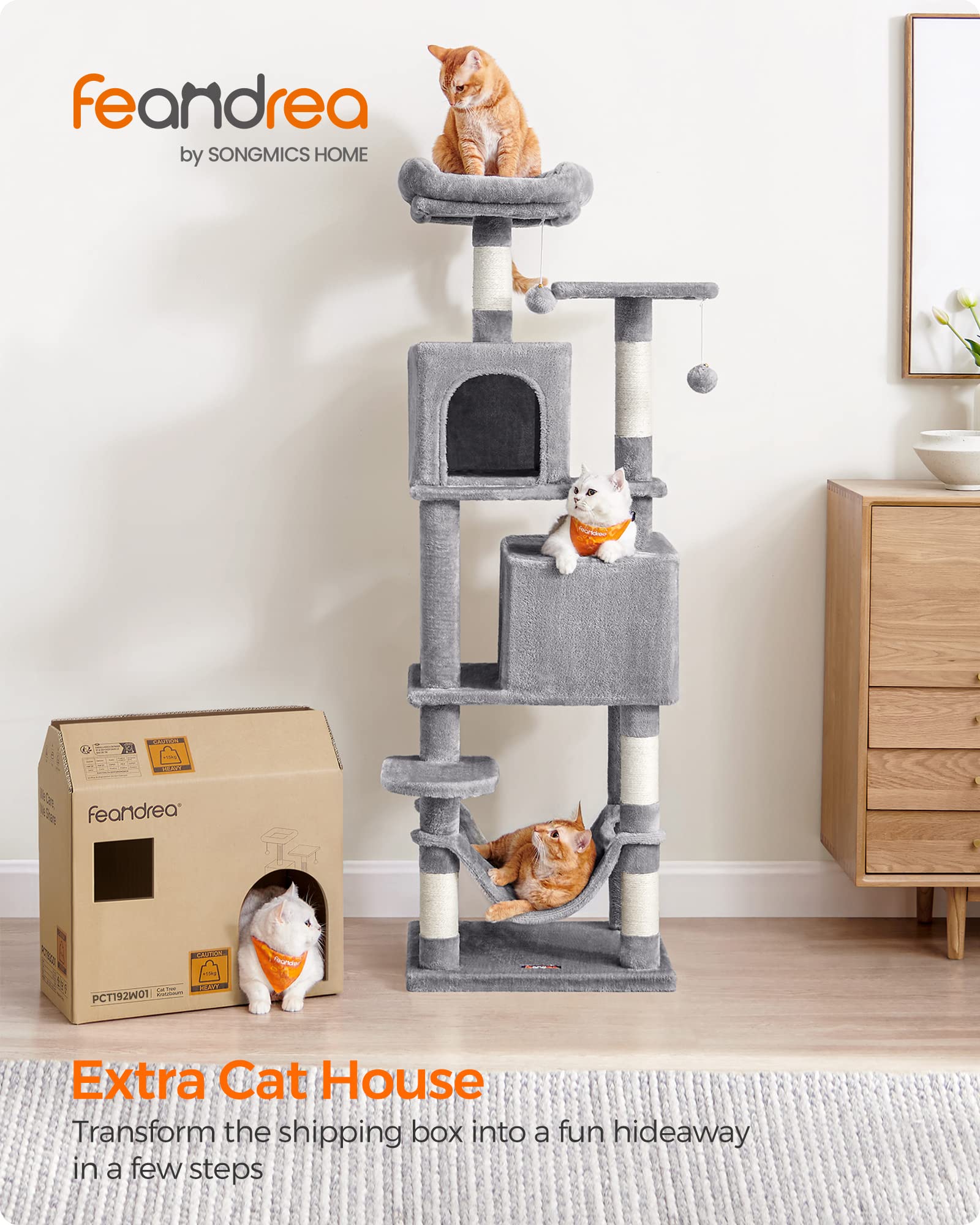 Foto 3 pulgar | Torre Para Gatos Cat Tree Feandrea Para Gatos De Interior Con Rascador