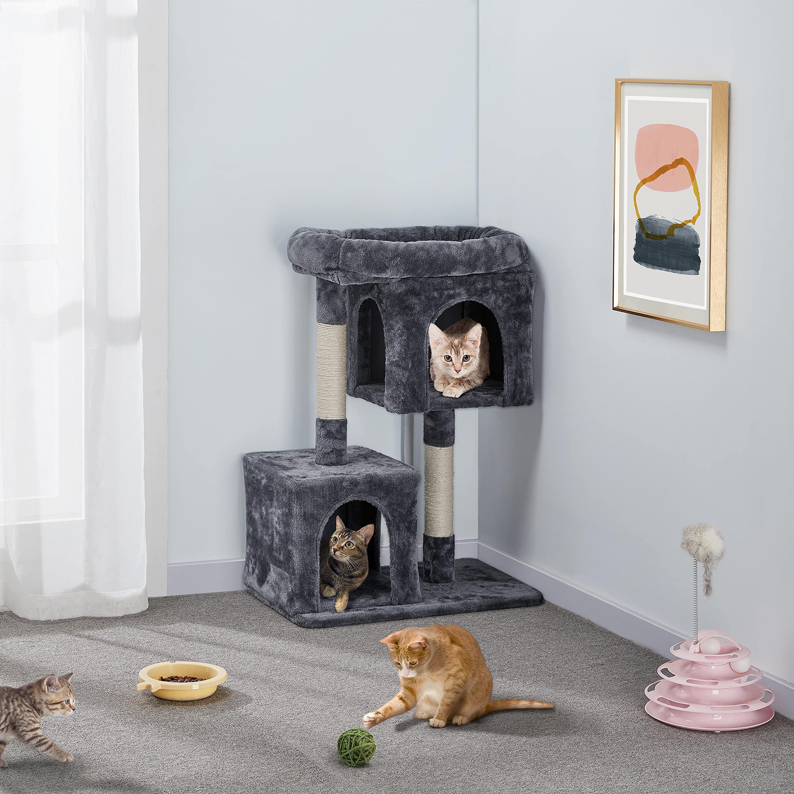 Foto 3 pulgar | Torre Cat Tree Yaheetech De 85 Cm Con 2 Cómodos Peluches Para Gatos De Interior - Venta Internacional.