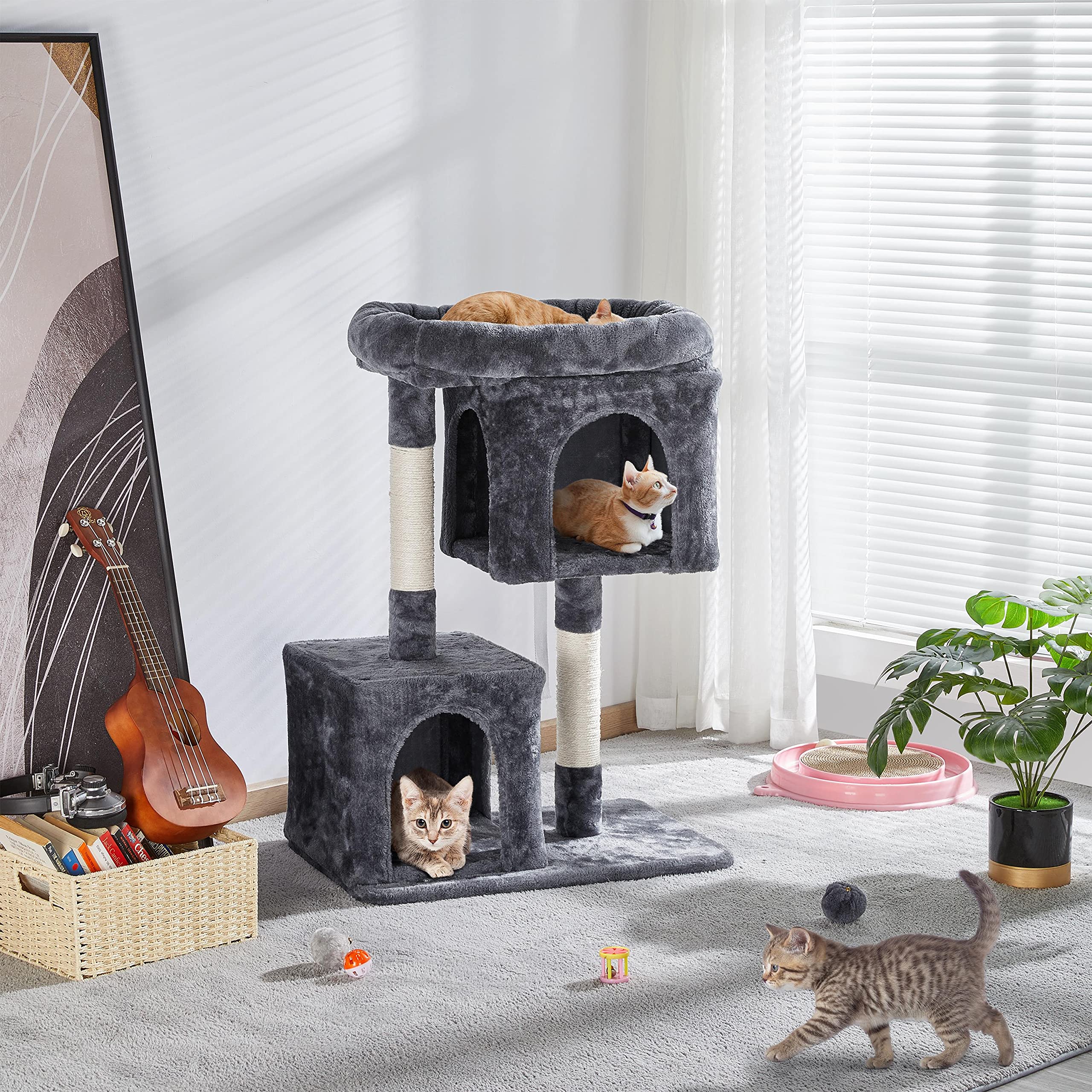 Foto 7 pulgar | Torre Cat Tree Yaheetech De 85 Cm Con 2 Cómodos Peluches Para Gatos De Interior - Venta Internacional.