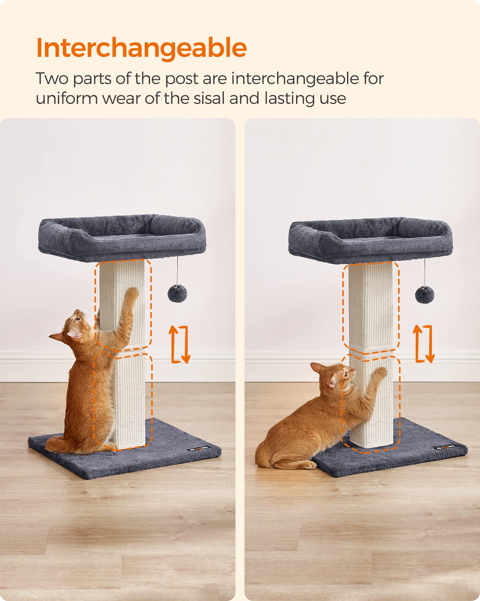 Foto 4 | Rascador Para Gatos Feandrea Con Percha Y Rascador De Sisal - Venta Internacional.