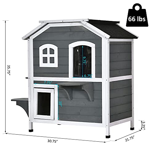Foto 4 pulgar | Cat House Pawhut De Madera De 2 Pisos Para Interiores Y Exteriores Con Puerta De Escape - Venta Internacional.