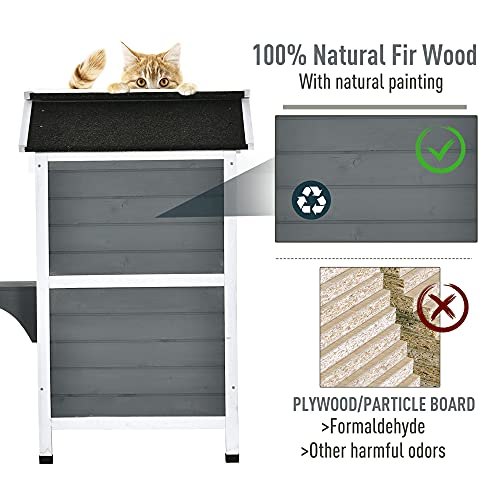 Foto 7 pulgar | Cat House Pawhut De Madera De 2 Pisos Para Interiores Y Exteriores Con Puerta De Escape - Venta Internacional.