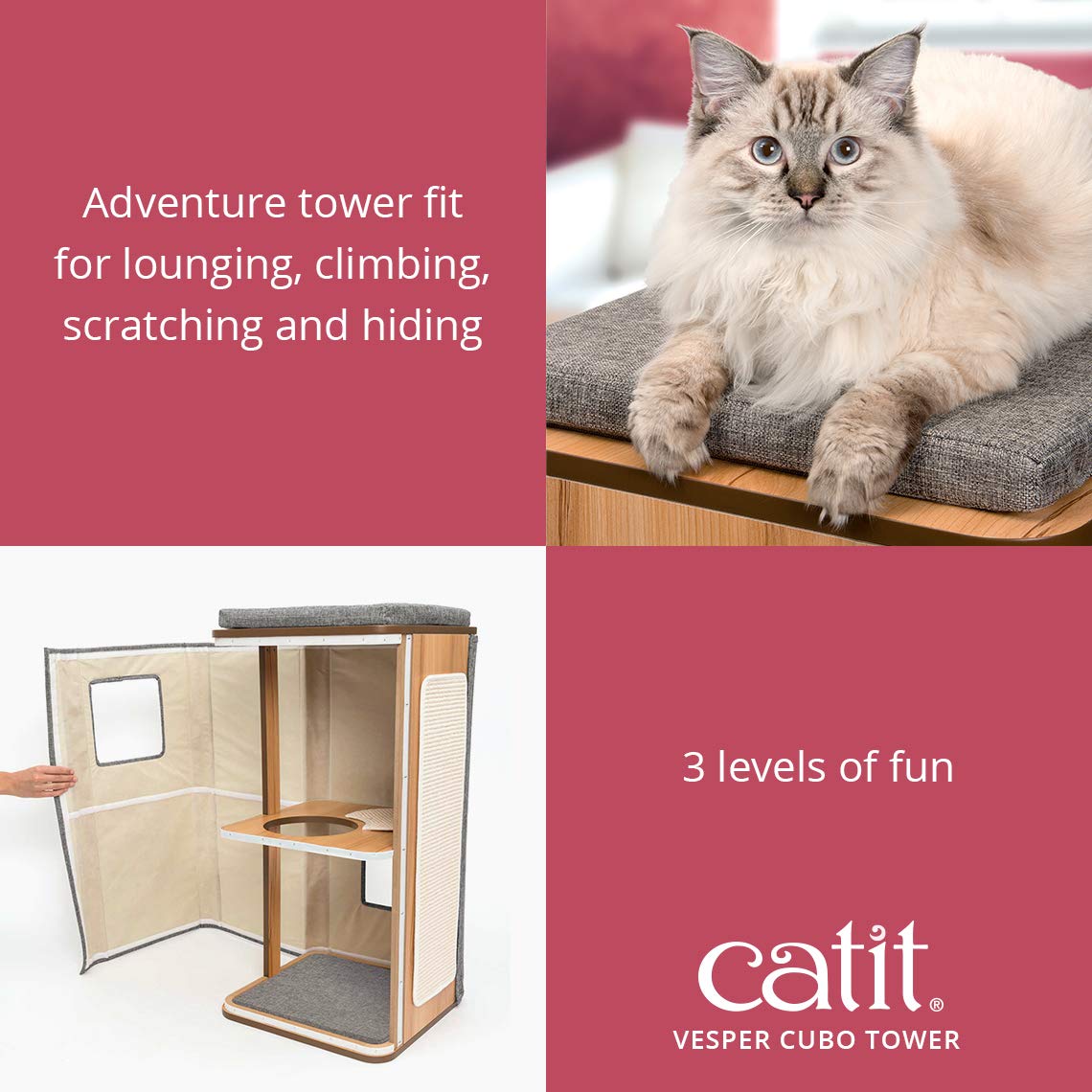 Foto 6 pulgar | Cat Tree Catit Vesper Cubo Cat Tower Stone 52094 - Venta Internacional.