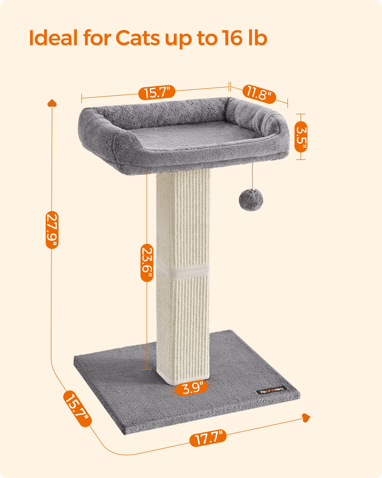 Foto 7 pulgar | Rascador Para Gatos Feandrea Con Percha Y Rascador De Sisal - Venta Internacional.