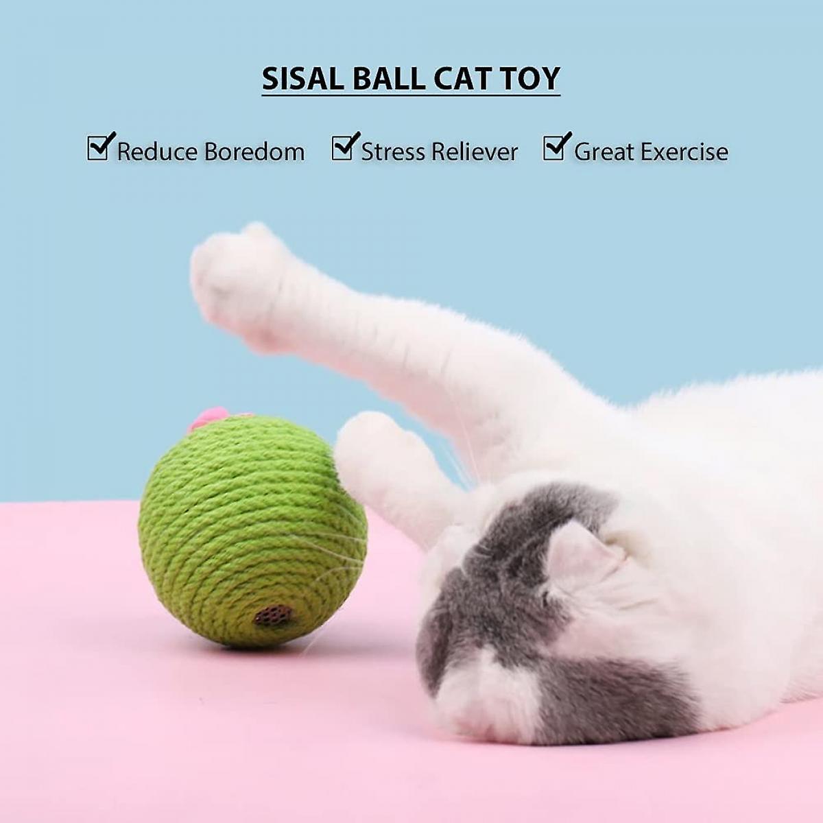 Juguete Rascador Para Gatos Huoguo, Bonito Cactus Con Bola De Sisal Y Hierba Gatera - Venta Internacional.