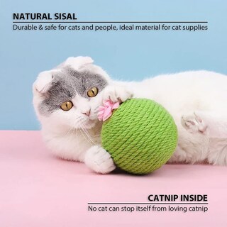 Foto 3 | Juguete Rascador Para Gatos Huoguo, Bonito Cactus Con Bola De Sisal Y Hierba Gatera - Venta Internacional.
