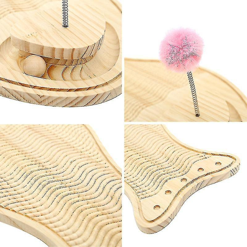 Foto 4 pulgar | Tabla De Rascar Para Mascotas De Madera Para Gatos Huoguo Con Bola Interactiva - Venta Internacional.