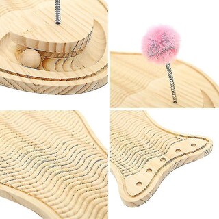 Foto 3 | Tabla De Rascar Para Mascotas De Madera Para Gatos Huoguo Con Bola Interactiva - Venta Internacional.