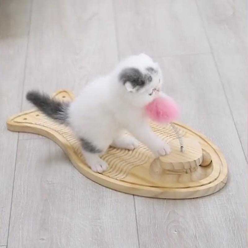 Foto 5 pulgar | Tabla De Rascar Para Mascotas De Madera Para Gatos Huoguo Con Bola Interactiva - Venta Internacional.