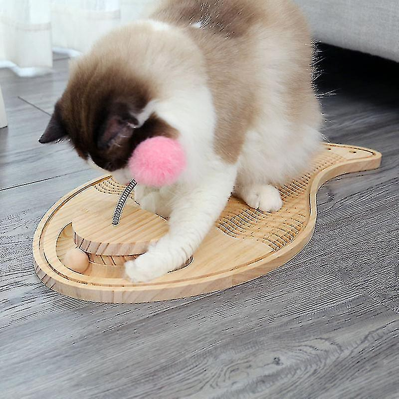 Foto 6 pulgar | Tabla De Rascar Para Mascotas De Madera Para Gatos Huoguo Con Bola Interactiva - Venta Internacional.