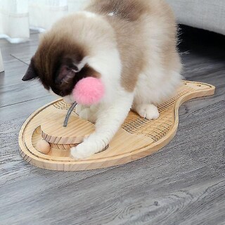Foto 5 | Tabla De Rascar Para Mascotas De Madera Para Gatos Huoguo Con Bola Interactiva - Venta Internacional.