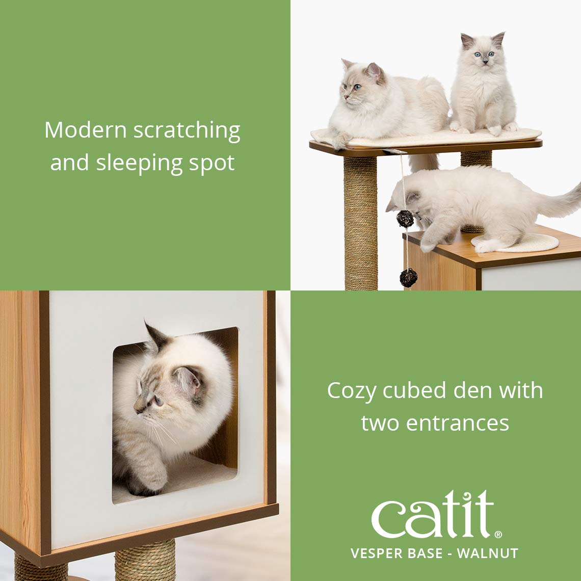 Foto 3 pulgar | Cat Tree Catit Vesper Base Walnut Con Postes Para Rascar - Venta Internacional.