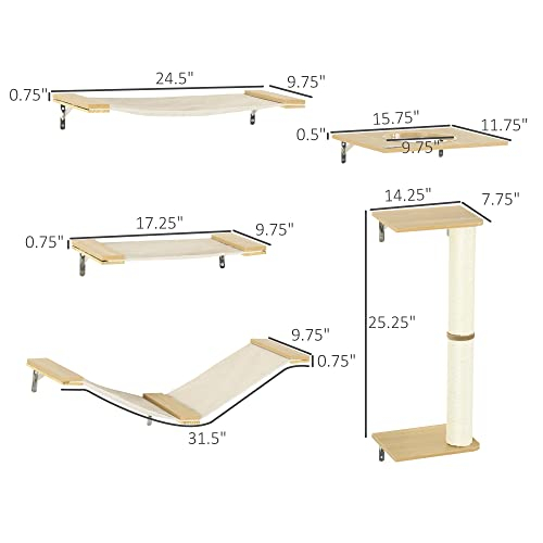 Foto 4 pulgar | Estantes Únicos Para Gatos Cat Tree Pawhut De 8 Niveles Con Hamacas - Venta Internacional.