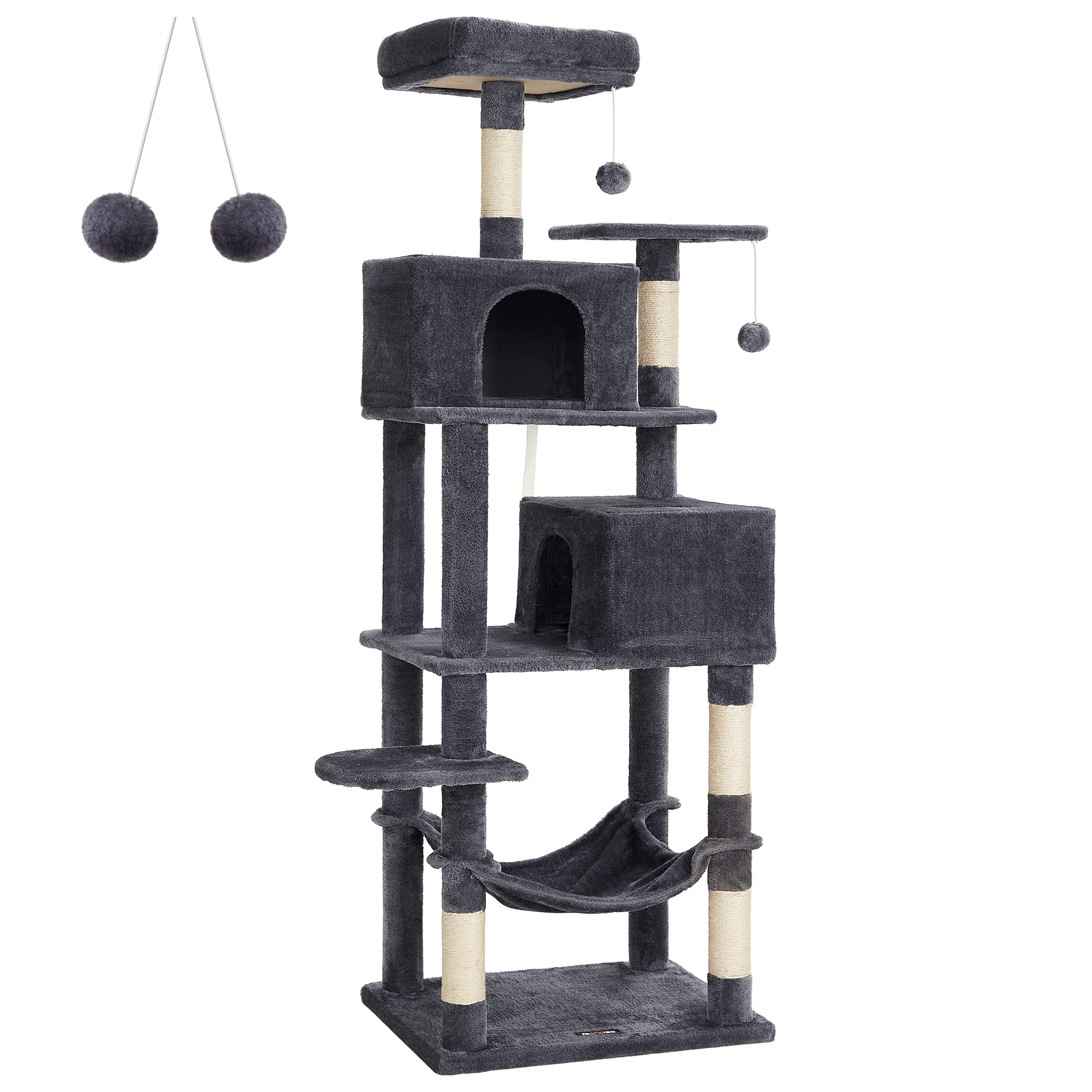 Torre Para Gatos Cat Tree Feandrea De 190 Cm Con 2 Perchas Y 2 Cuevas - Venta Internacional.