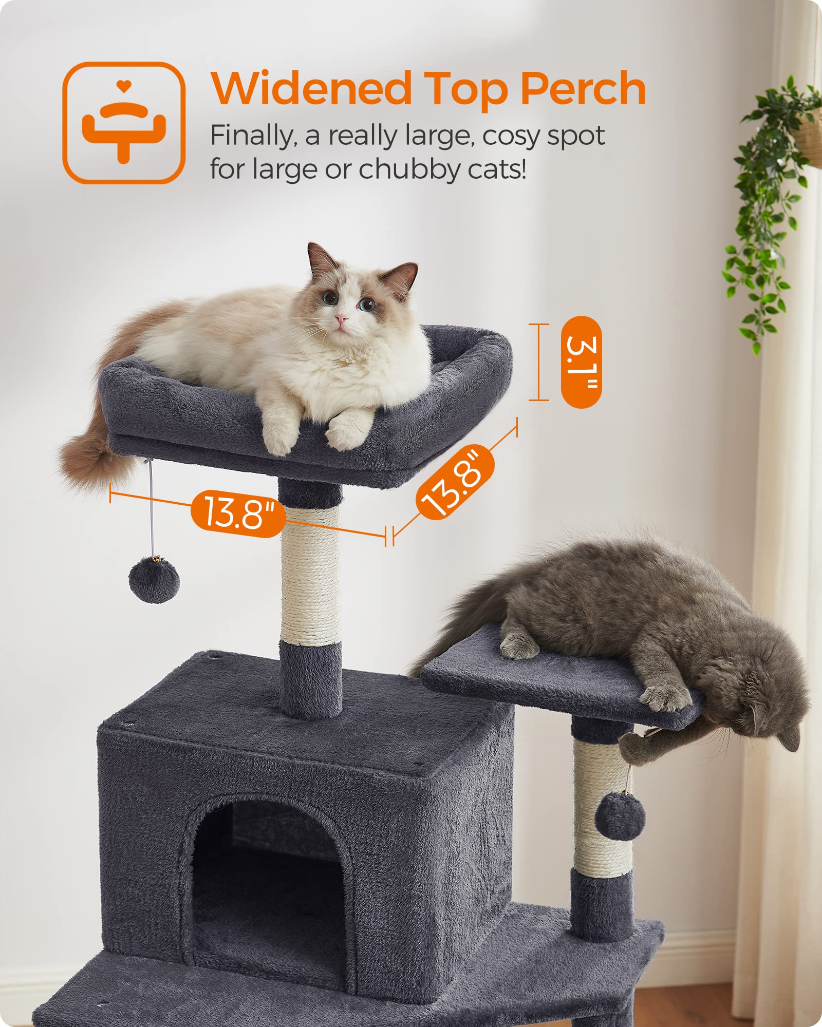 Foto 5 pulgar | Torre Para Gatos Cat Tree Feandrea De 190 Cm Con 2 Perchas Y 2 Cuevas - Venta Internacional.