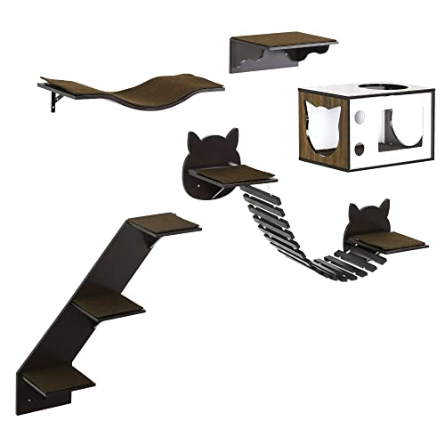 Estanterías Para Gatos Pawhut Con Plataforma Curva, Casa, Puente Y Estrella - Venta Internacional.