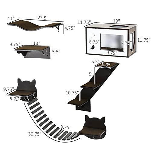 Foto 4 pulgar | Estanterías Para Gatos Pawhut Con Plataforma Curva, Casa, Puente Y Estrella - Venta Internacional.