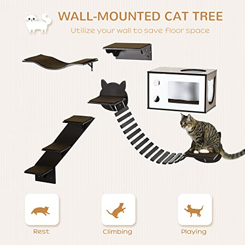 Foto 5 pulgar | Estanterías Para Gatos Pawhut Con Plataforma Curva, Casa, Puente Y Estrella - Venta Internacional.