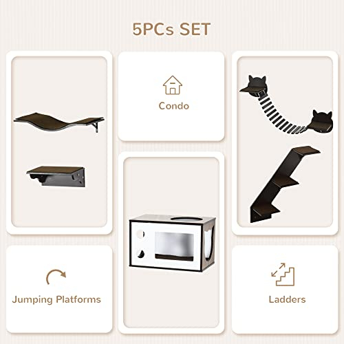 Foto 6 pulgar | Estanterías Para Gatos Pawhut Con Plataforma Curva, Casa, Puente Y Estrella - Venta Internacional.