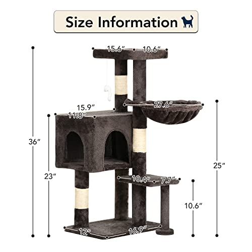 Foto 8 pulgar | Árbol Para Gatos Bestpet De 91 Cm De Altura Con Rascador Y Hamaca Oscura - Venta Internacional.