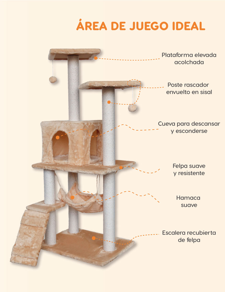 Foto 4 pulgar | Casa Mueble Rascador Persa Multinivel 125 Mm Beige