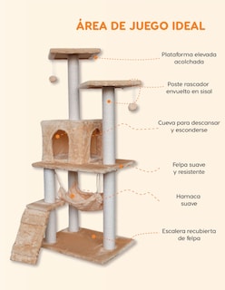Foto 3 | Casa Mueble Rascador Persa Multinivel 125 Mm Beige