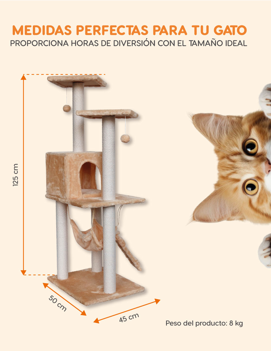 Foto 5 pulgar | Casa Mueble Rascador Persa Multinivel 125 Mm Beige