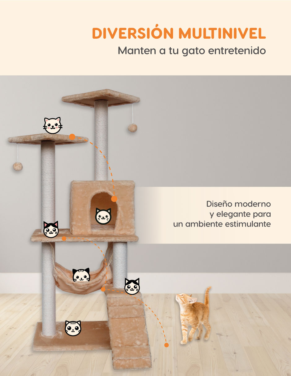 Foto 6 pulgar | Casa Mueble Rascador Persa Multinivel 125 Mm Beige
