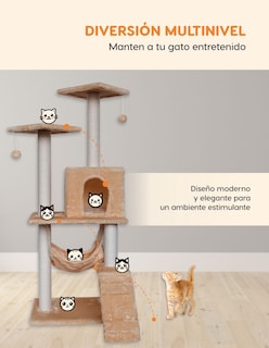 Foto 5 | Casa Mueble Rascador Persa Multinivel 125 Mm Beige