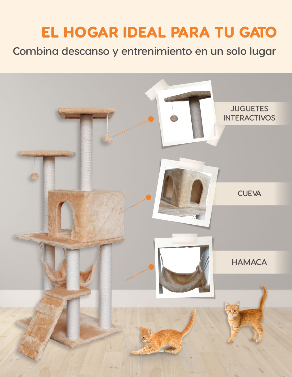 Foto 7 pulgar | Casa Mueble Rascador Persa Multinivel 125 Mm Beige