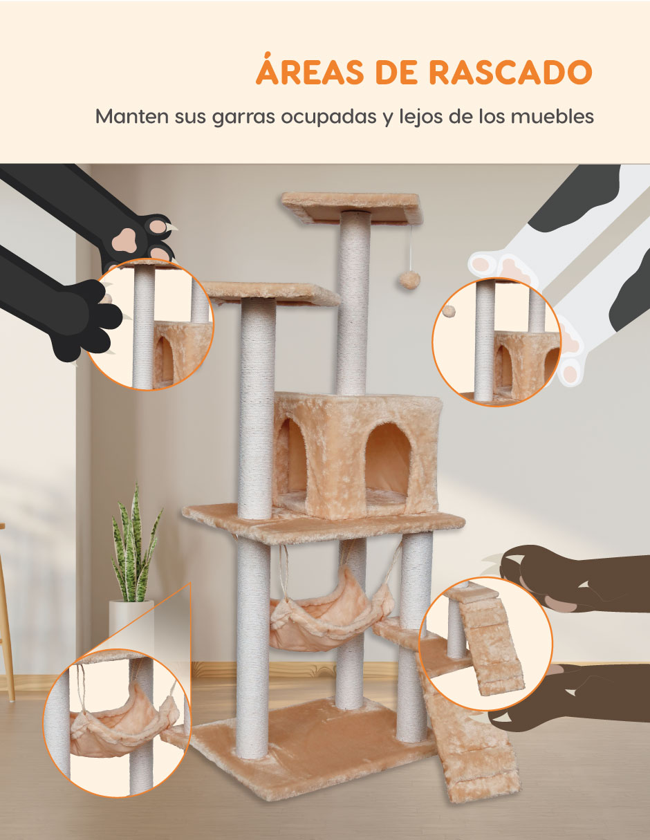 Foto 9 pulgar | Casa Mueble Rascador Persa Multinivel 125 Mm Beige