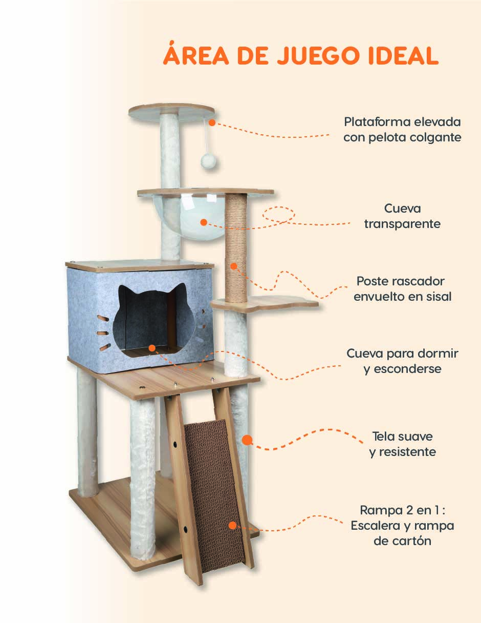 Foto 3 | Mueble Rascador Poli Pets Burmes Color - Gris