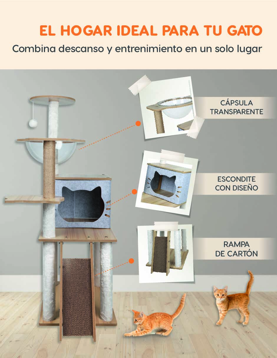 Foto 7 pulgar | Mueble Rascador Poli Pets Burmes Color - Gris