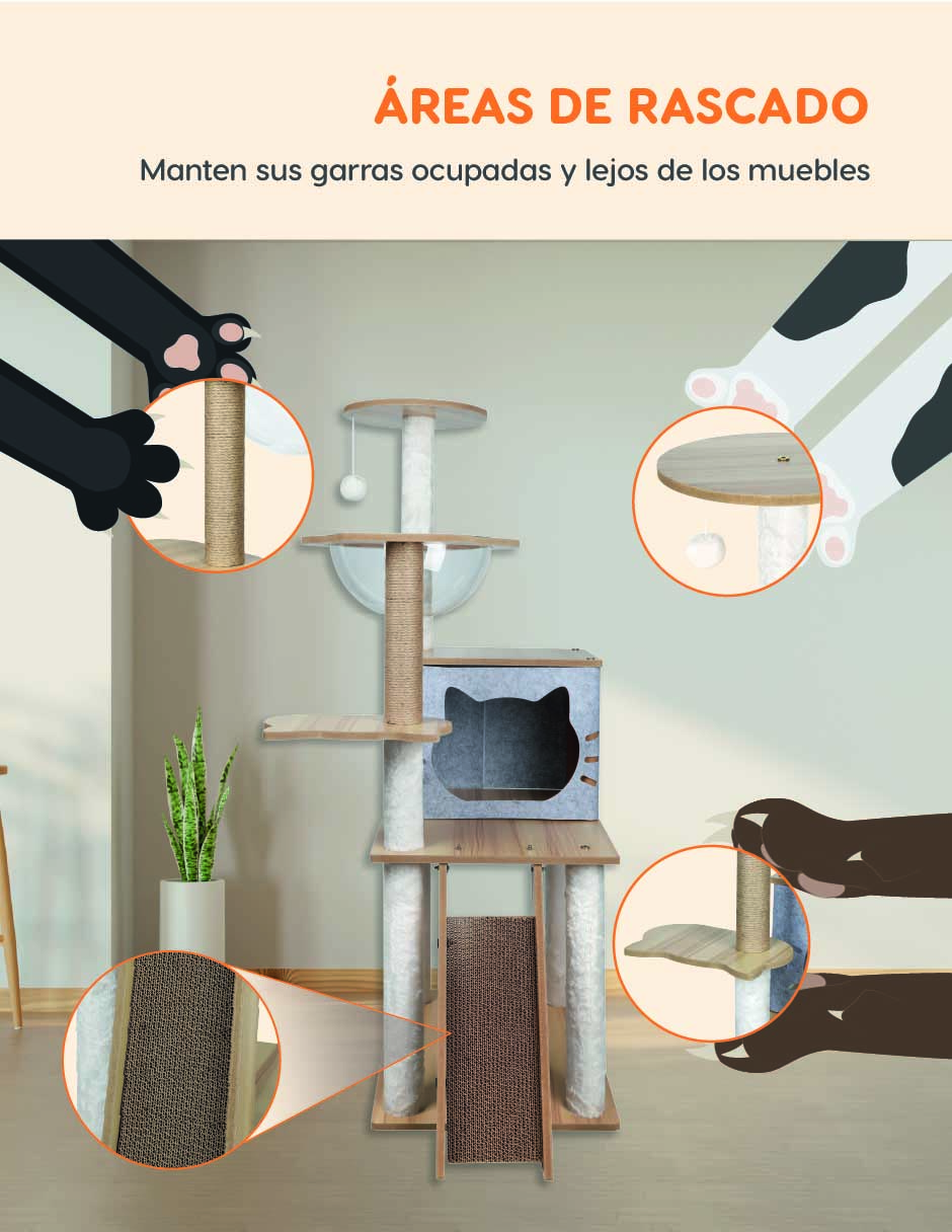 Foto 8 pulgar | Mueble Rascador Poli Pets Burmes Color - Gris