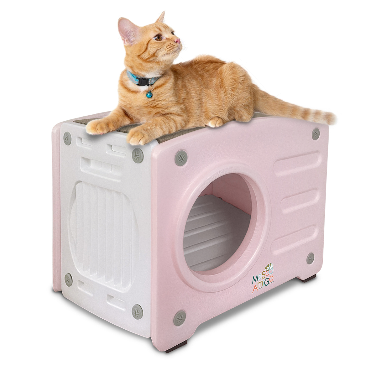 Foto 2 pulgar | Casa Para Gatos Con Rascador Mascoamigo Color Rosa 56x44x40 Cm