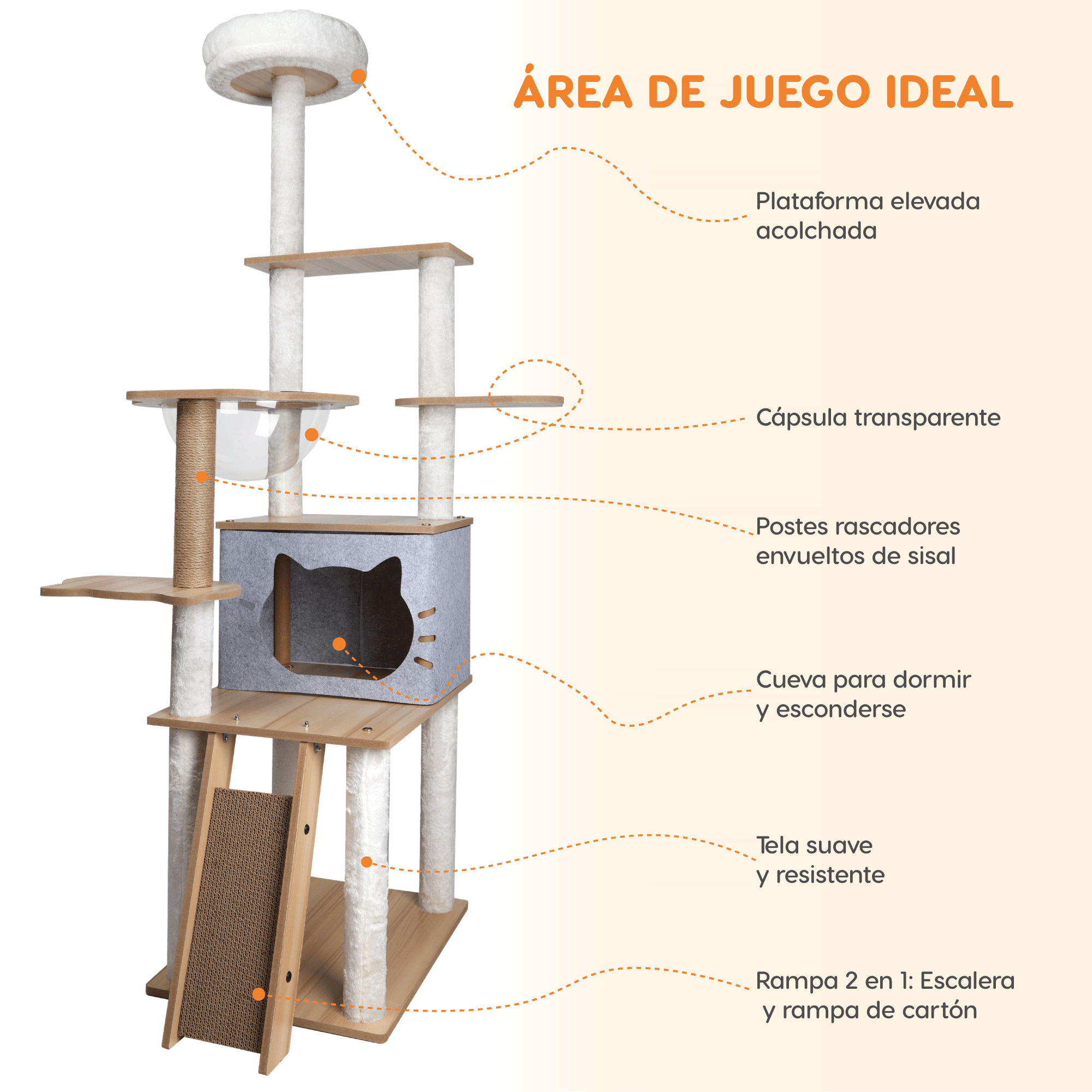 Foto 3 pulgar | Mueble Rascador Para Gato Savannah Poli Pets Color Gris