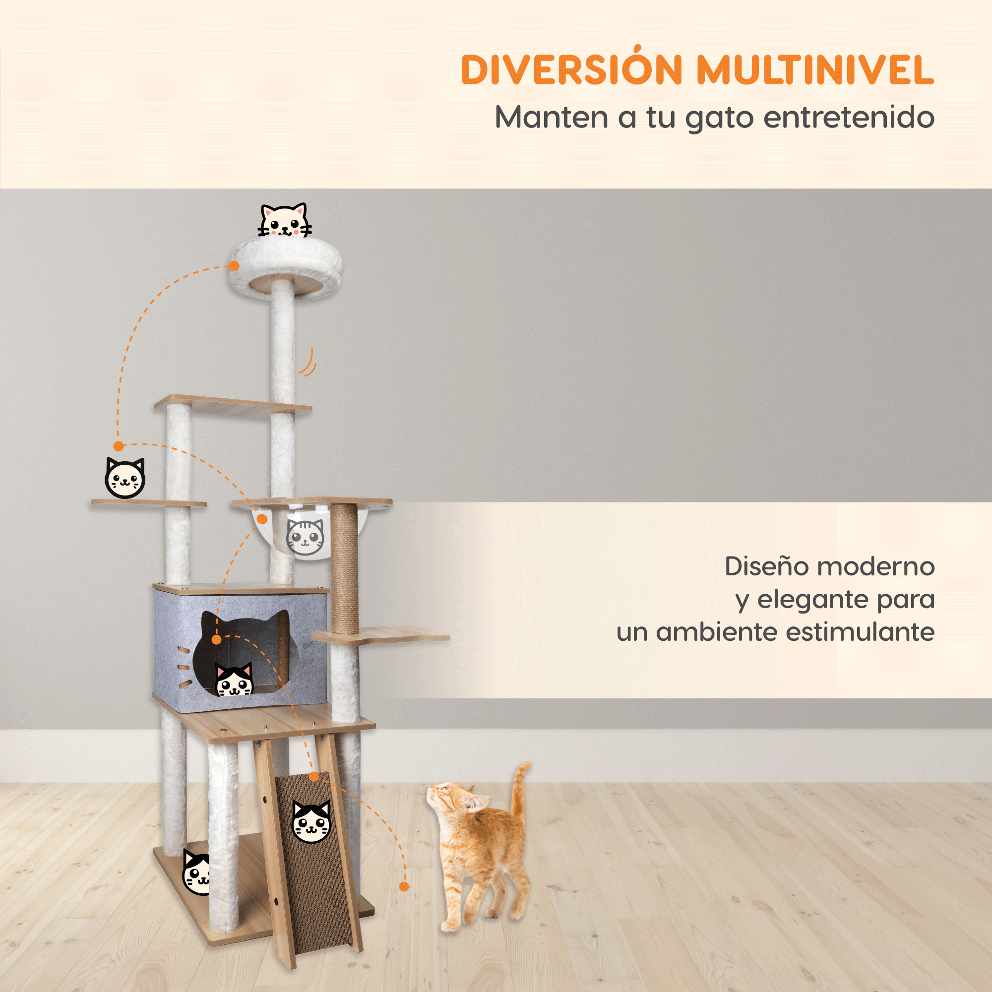 Foto 4 pulgar | Mueble Rascador Para Gato Savannah Poli Pets Color Gris