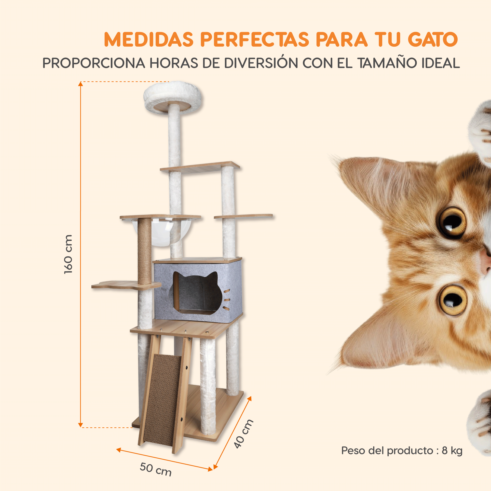 Foto 7 pulgar | Mueble Rascador Para Gato Savannah Poli Pets Color Gris